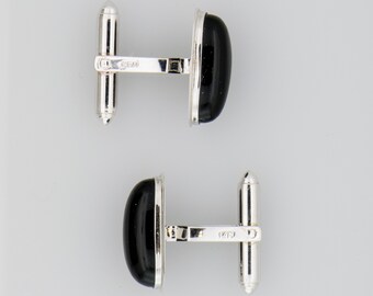 White Gold elegant Cuff links with Onyx