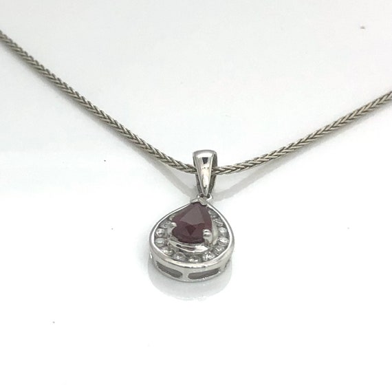 White gold teardrop pendant set with pear shape n… - image 3