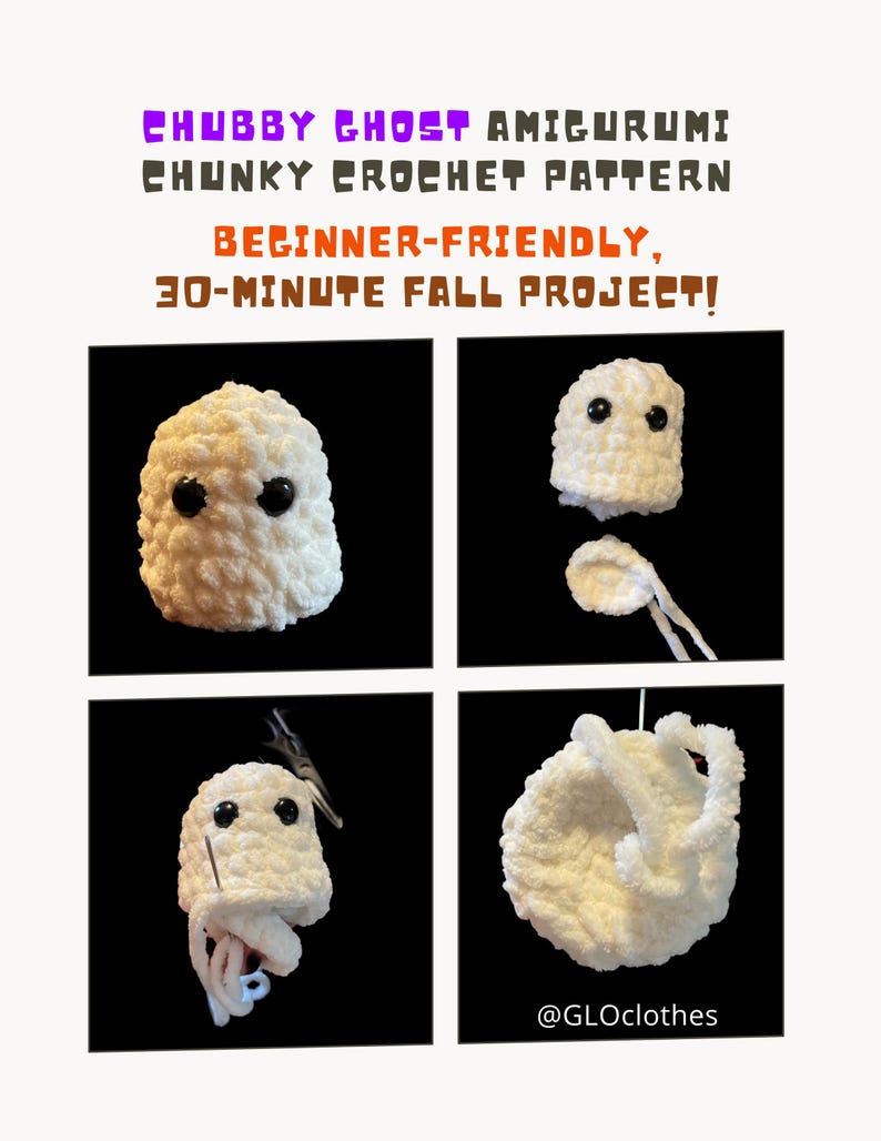 Chunky Chubby Ghost Amigurumi Crochet Pattern PDF — Beginner-friendly ...