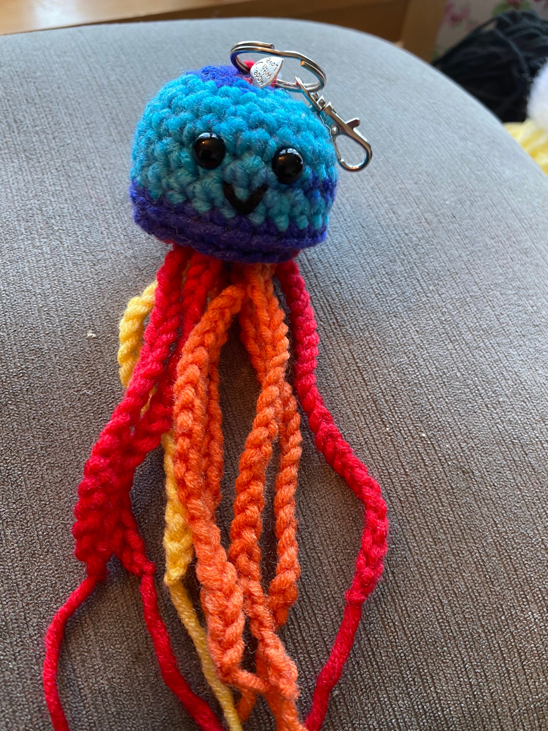 Keyring keychain jellyfish handmade crochet sea | Etsy