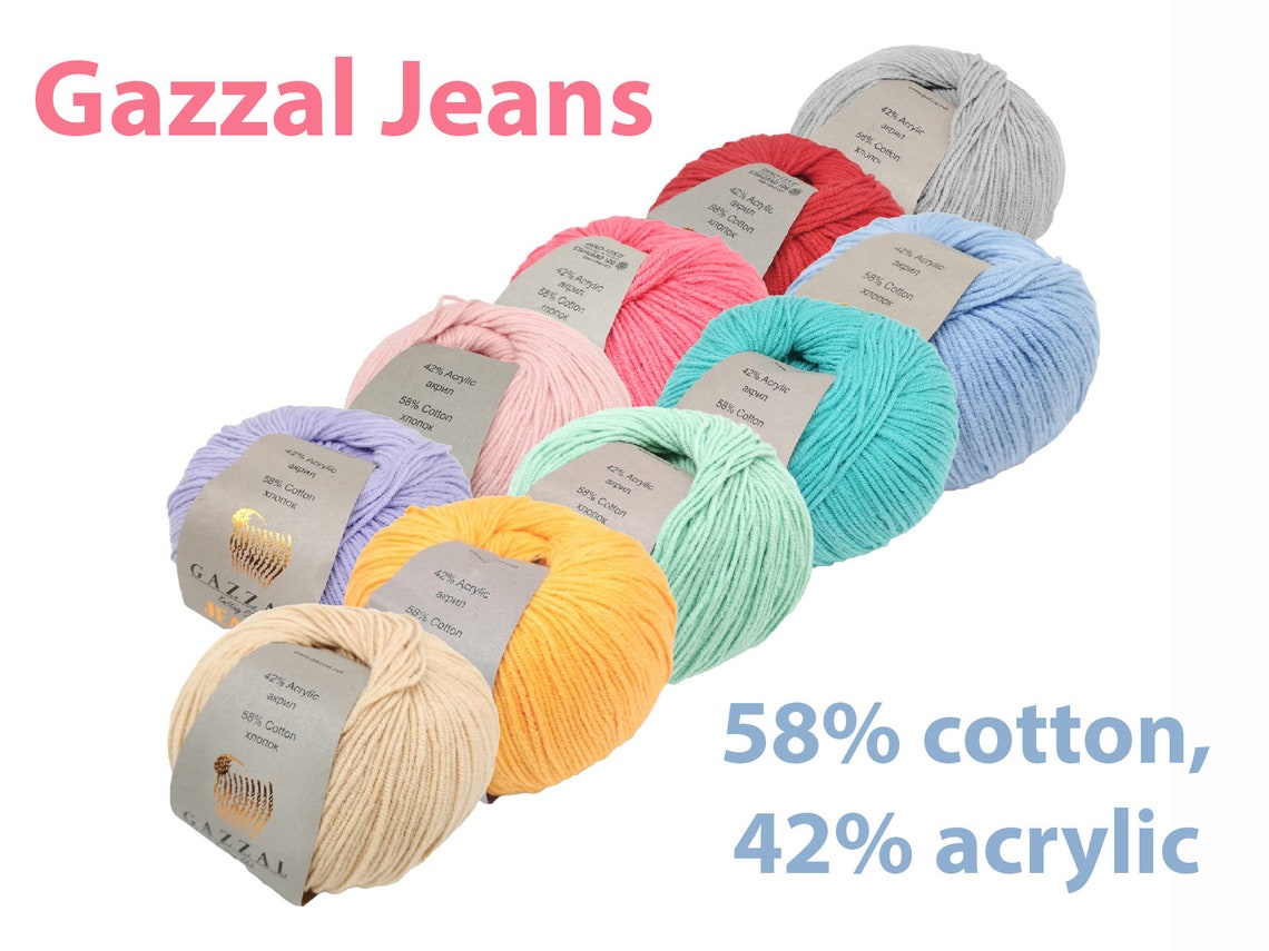 Cotton Acrylic Yarn Gazzal Jeans 50 g 170 m Sport Fine Etsy