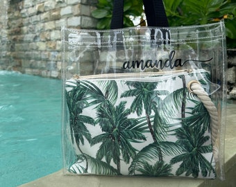 Personalised Tote Bag | Personalised Clear Tote | Beach Bag | Clear Tote Bag | Bridal Party Gift | Gift for Her | Bridesmaid | Personalised