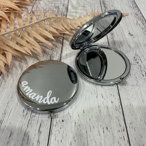 Personalised Compact Mirror | Custom Name Mirror | Wedding Mirror | Pocket Mirror | Bridesmaid Proposal Gift | Initial and Name Mirror