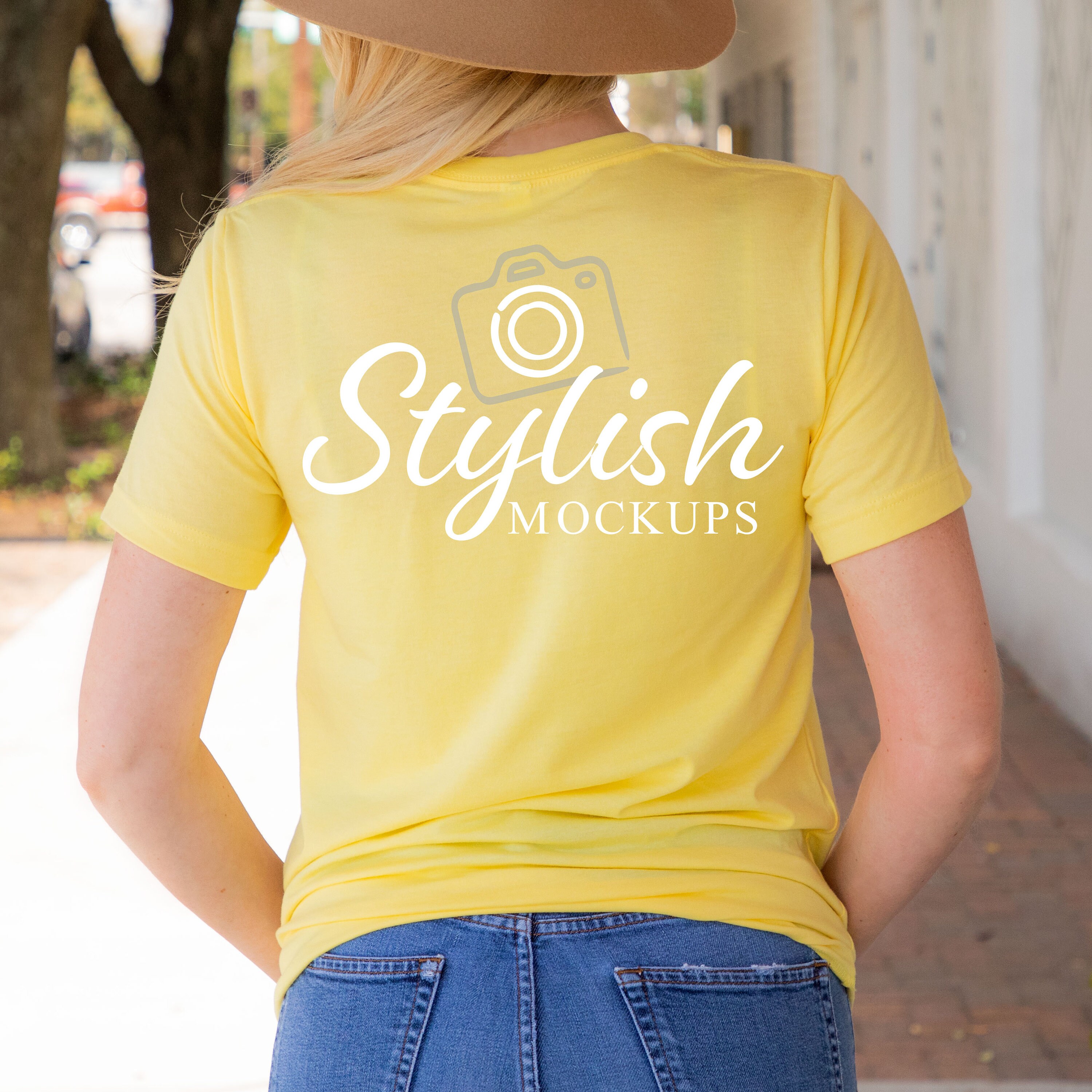 Giallo Bella Canvas 3001 Front &amp; Back Mockups Bella Canvas