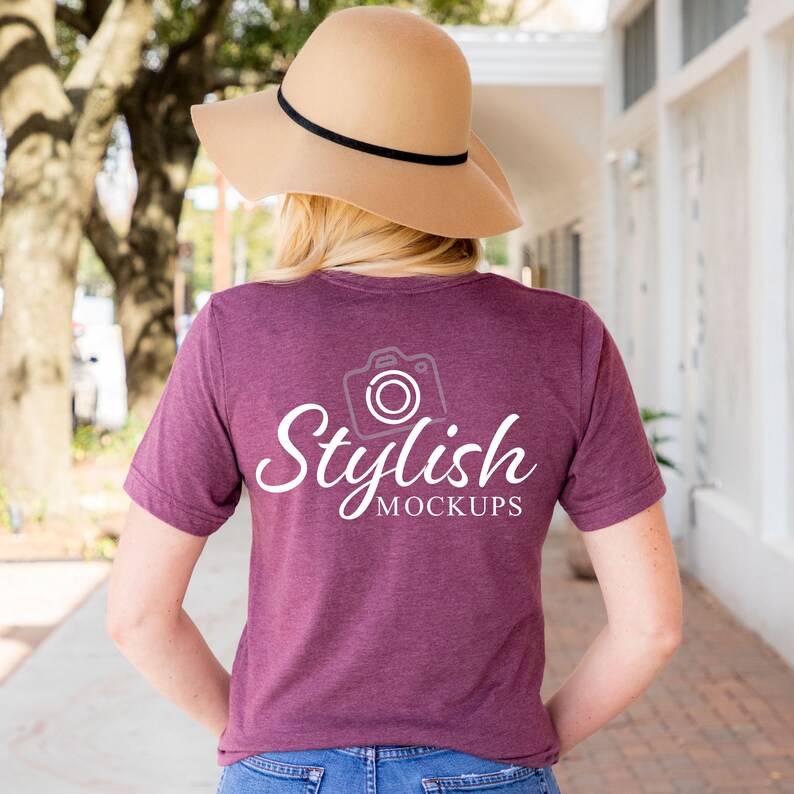 Download Heather Maroon Bella Canvas 3001 Front & Back Mockups | Etsy