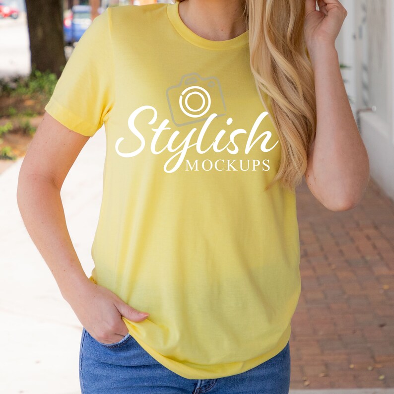 Download Yellow Bella Canvas 3001 Front & Back Mockups Bella Canvas ...