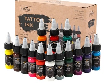 Juego de pigmentos de tinta para tatuajes de 15 ml y 14 colores: colores vibrantes y duraderos, adecuados para uso profesional y aficionado, tinta respetuosa con la piel