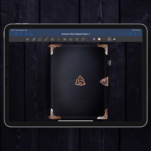 Digital Blackout Journal, Book of Shadows, Charmed Notebook for Goodnotes, Black