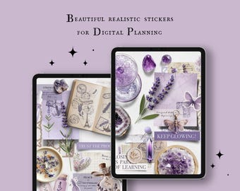 Lavender Nature Stationery - Realistic Digital Stickers, PNG and Goodnotes file
