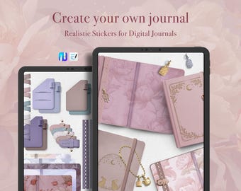 Aesthetic Digital Planner Builder Kit – 120+ Journal Stickers (GoodNotes, Noteful, individual PNG)