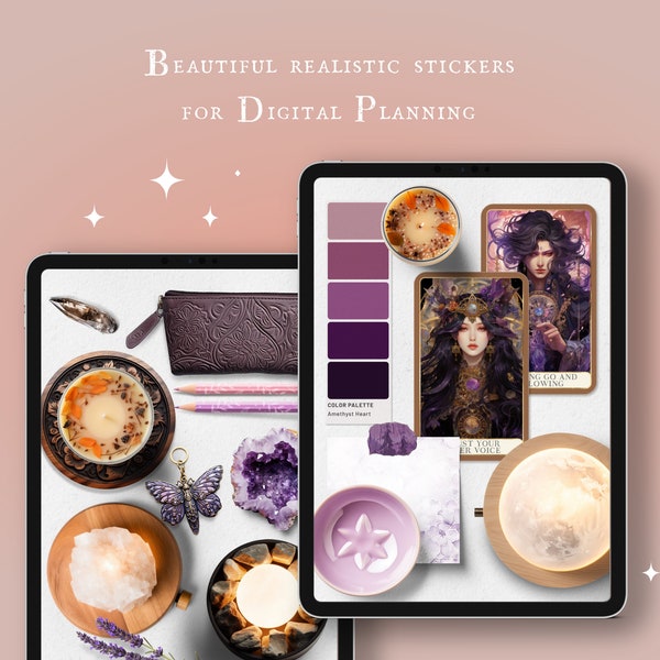 Dark Fairytale Decor for your digital Dashboard and Planner - Realistic Digital Stickers, PNG und Goodnotes Datei