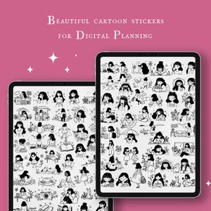 Cartoon Journal Stickers - Ellie - Vacation Sticker PNG, Goodnotes und Noteful file