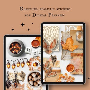 Digital Autumn Ephemera - Realistic Digital Stickers, PNG and Goodnotes file