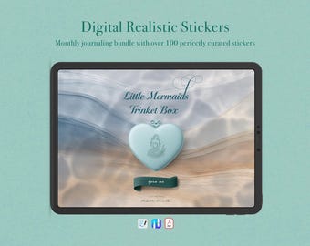 Little Mermaid&#39;s Trinket Box – Monthly Digital Journaling Bundle – GoodNotes, Noteful and PNG