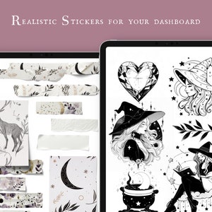 Witch Digital Stickers for Halloween - PNG and Goodnotes file