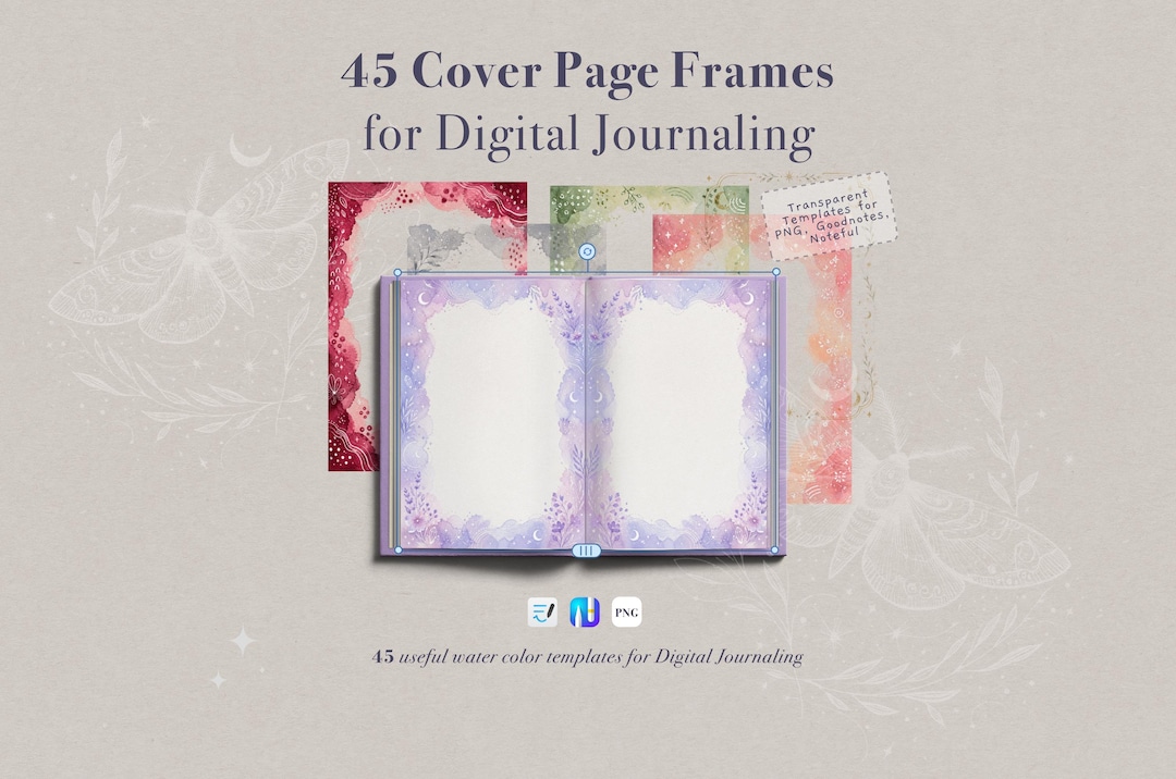 45 Digital Stickers, Transparent Watercolor Cover-frames PNG ...