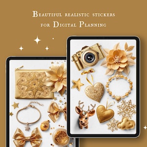 Christmas Clipart for your digital Dashboard and Planner - Realistic Digital Stickers, PNG und Goodnotes Datei