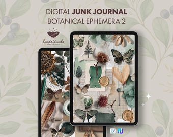 140+ Digital Stickers Cabinet of Curiosities: Natural History Motifs, Vintage, Scrap Paper & Wax Seals. For GoodNotes, Noteful, PNG.