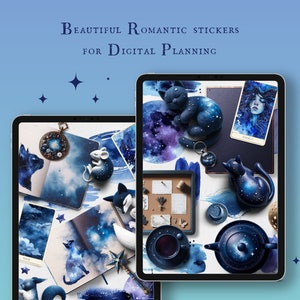 Digital Decor Midnight Dream - Realistic Digital Stickers, PNG and Goodnotes file