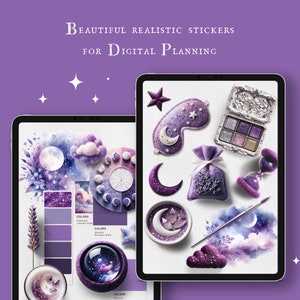Violette Glitzer Traum- und Schlafsticker als Digitale Sticker PNG Clipart und Goodnotes Datei