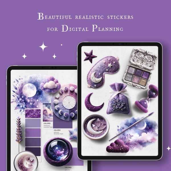 Enchanted Nightscapes Realistic Stickers with Dreamy Digital Felt Items and  Watercolor Illustration about sleep PNG Clipart