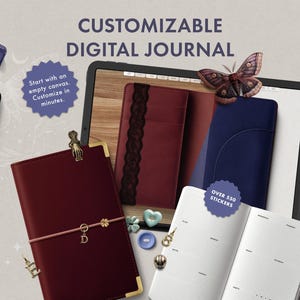 Digital Journal Old Money Aesthetic | Luxury Goodnotes & Noteful Digital Canvas Journal | 500+  Stickers | Digital Planner Bullet Journaling
