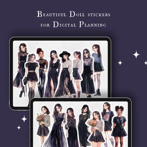 Witchy Girls Digital Doll Stickers PNG and Goodnotes file