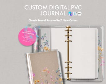 Zestaw do samodzielnego tworzenia cyfrowego dziennika z PVC | Przezroczysty planer i dziennik z PVC z klipsem, 14 okładek | Goodnotes Noteful | Cyfrowy planer DIY