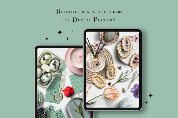 Realistische Digitale Sticker - Frühling - PNG und Goodnotes Datei