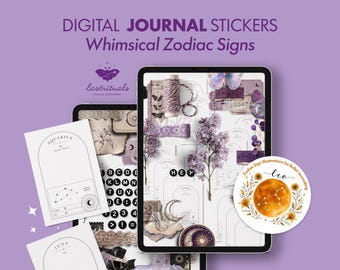 Naklejki cyfrowe | Fantastyczny zestaw astrologiczny | Ilustracje znaków zodiaku do cyfrowego dziennika Bullet | GoodNotes i Noteful | Naklejki PNG