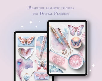 Realistic Digital Stickers Dreamy Realm PNG and Goodnotes File