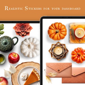 Fall Realm Decor for your digital Dashboard and Planner Realistic Digital Stickers, PNG und Goodnotes Datei