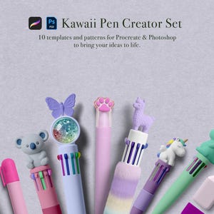 Procreate Vorlagen - Kawaii Stift Mockups