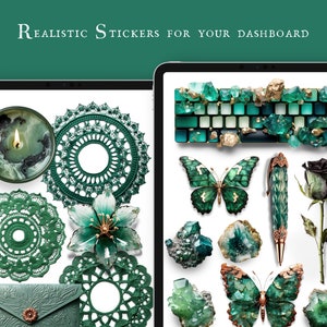 Emerald Realm - Realistic Stickers for digital planner