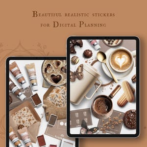 Adesivi digitali - Caffè e arte - file Goodnotes e PNG