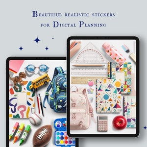 Digital school Sticker for teacher and students - Realistic Digital Stickers, PNG and Goodnotes file