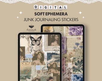 Miękkie efemerydy – cyfrowe naklejki do scrapbookingu – ponad 200 cyfrowych naklejek, vintage efemerydy | PNG, Goodnotes, Noteful