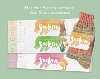 Socken Banderole zu Ostern zum selber ausdrucken - Vorlage für Sockenbanderole