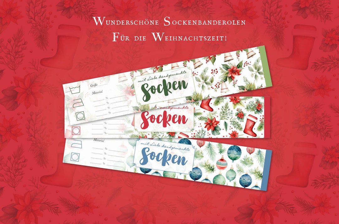 Socken Banderole zu Weihnachten zum selber ausdrucken Vorlage für