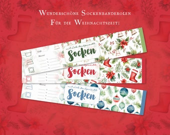 Christmas Socks banderole printable German template for sock banderole