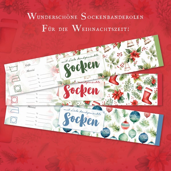 Christmas Socks banderole printable German template for sock banderole