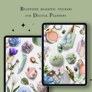 Realistische Digitale Sticker - Frühling & Wellness - PNG und Goodnotes Datei