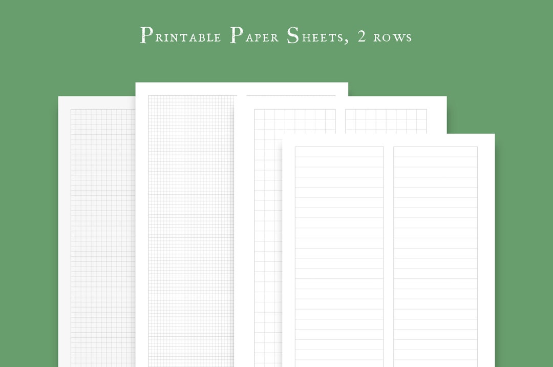 2 Rows Squared Paper, Lined Paper, Dotted Paper - PDF and PNG ...