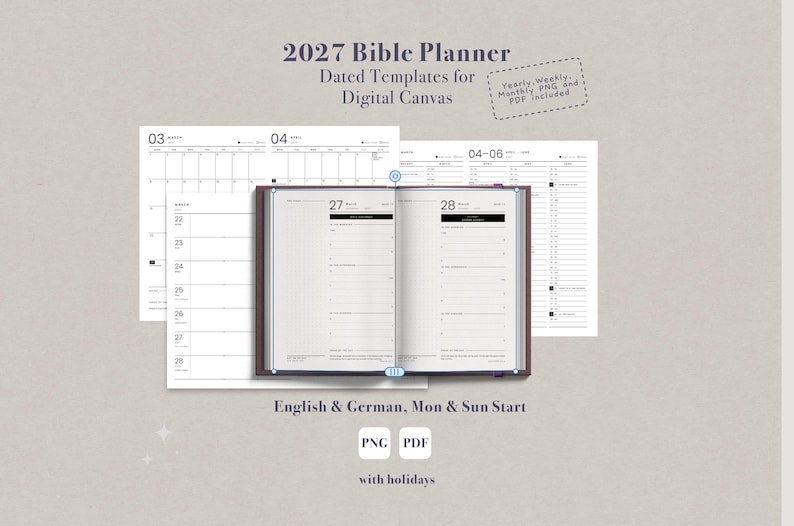 Digital Bible Planner 2027, Daily Bible Verse, Prayer Journal & Sermon ...