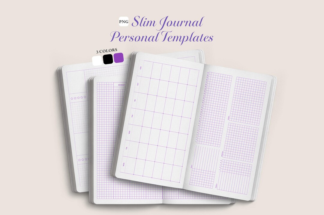 Digital Journal Templates PNG Slim Notebook | Transparent Planner Pages ...