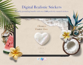 340+ Realistic Digital Stickers | Tropischer Urlaub am Meer, Sommer & Strand | Trinket Box |  Journaling Bundle GoodNotes and Noteful