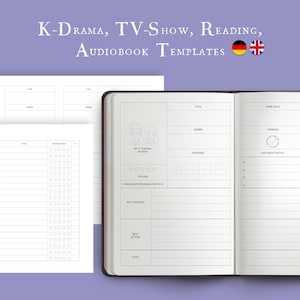 K-Drama Journal Templates, Reading Journal, Audiobook Review Templates