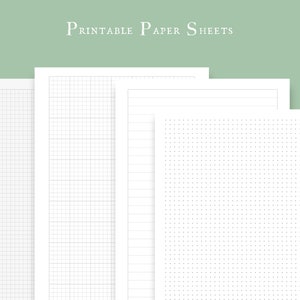 Carta a quadretti, carta a righe, carta a punti - PDF e PNG - stampabile