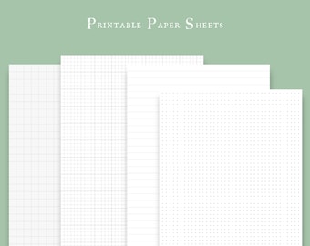 Borderless Squared paper, Lined paper, Dotted paper - PDF and PNG - printable templates