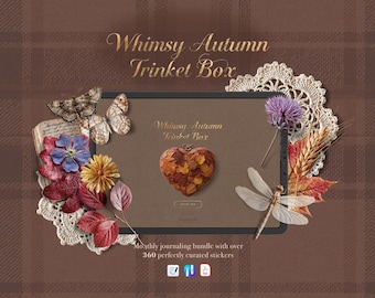 Digital Sticker | 340+ Realistic Digital Whimsy Autumn, Fall, Cozy Cottage | Trinket Box | Thanksgiving Journaling Bundle GoodNotes